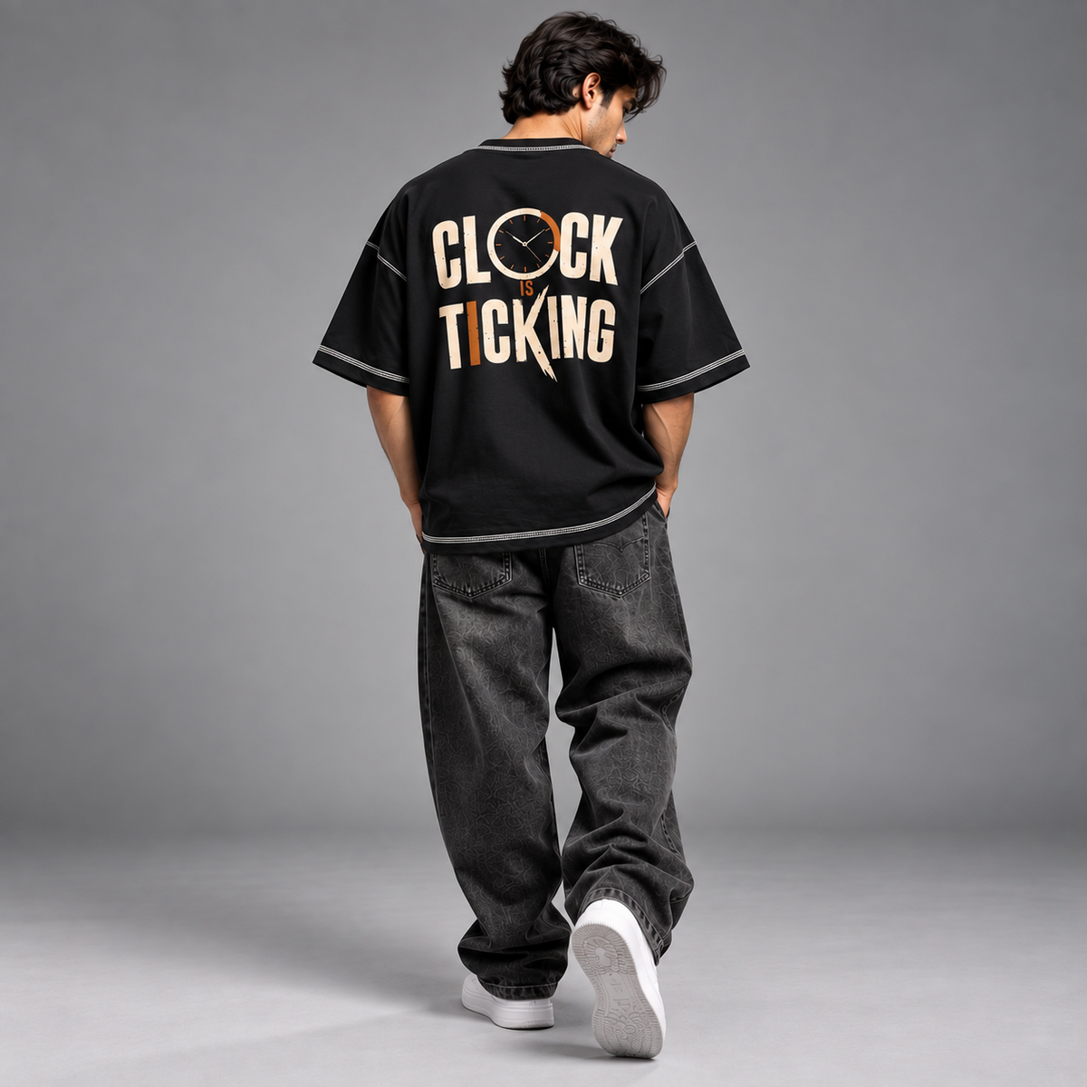 Clock Is Ticking Limited Edition oversized tee back model